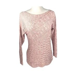 𝅺Soho Jeans New York & Company pullover dusty pink boat neck ribbon knit size S